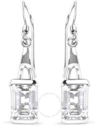 Haus of Brilliance - .925 Sterling Silver 3.0 Cttw Emerald Cut Topaz Solitaire Dangle Earring - Lyst