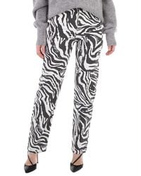 ROTATE BIRGER CHRISTENSEN - Printed Straight Zebra Jeans, Waist - Lyst