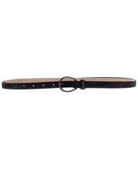 Brunello Cucinelli - Night Sky Leather Slim Belt Oval Buckle - Lyst