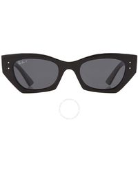 Ray-Ban - Zena Bio Based Polarized Dark Grey Irregular Sunglasses Rb4430 667781 52 - Lyst
