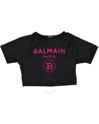Balmain - Kids Logo Printed Cropped T-shirt - Lyst