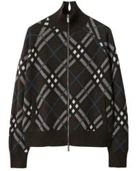 Burberry - Check Wool Blend Track Jacket - Lyst