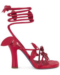Burberry - Floral Leather Sandals With Tubular Straps And Quilted Insole - Lyst