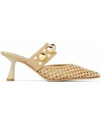 Jimmy Choo - Basette 65 Pointed-Toe Raffia Mules, Brand Size 34.5 Us - Lyst