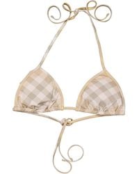 Burberry - Check Triangle Bikini Top - Lyst