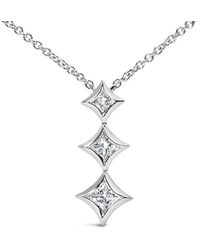Haus of Brilliance - 10K 1/5 Cttw Princess Cut Diamond 3 Stone Drop 18" Pendant Necklace (H-I Color, Si2-I1 Clarity) - Lyst