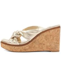 Jimmy Choo - Narisa 90 Leather Wedge Sandals, Brand Size 34 Us - Lyst