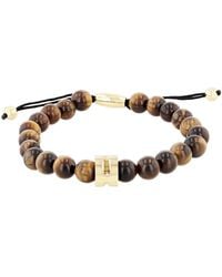 Robert Alton - Stainless Steel Tiger Eye Bead Bolo Bracelet - Lyst