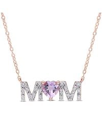 Amour - 3/5 Ct Tgw Heart Rose De France And 1/10 Ct Tdw Diamond "Mom - Lyst