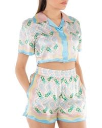 CASABLANCA - Ladies Ping Pong Silk Cropped Shirt - Lyst
