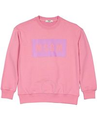 MSGM - Girls Rosa Logo Stamp Pull Over Cotton Sweatshirt - Lyst