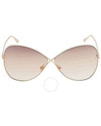Tom Ford - Nickie Light Brown Gradient Butterfly Sunglasses Ft0842 28f 66 - Lyst