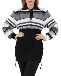 Burberry - Long-Sleeve Striped Cotton Reconstructed Polo Shirt - Lyst