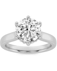 Mure And Co - 1Ctw Round Shaped Lab Grown Diamond (F/Vs) Hidden Halo Cathedral Shank Engagement Ring - Lyst
