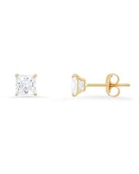Kylie Harper - 10K Petite 4Mm Princess-Cut Cubic Zirconia Cz Stud Earrings - Lyst