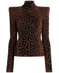 Roberto Cavalli - Leopard Print Turtleneck Sweater, Brand Size 40 Us - Lyst