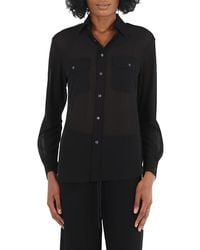 Polo Ralph Lauren - Ladies Sheer Chest Pocket Blouse - Lyst