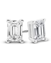 Brilliant Diamond - 14K Igi Certified 5 Carat Emerald Cut Lab Grown Diamond Stud Earrings For Vs Clarity, E-F Color - Lyst
