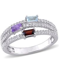 Amour - 3/4 Ct Tgw Multi-Gemstone Split-Shank Ring - Lyst