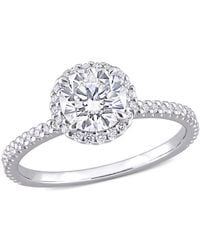 Amour - 1 1/4 Ct Dew Created Moissanite Halo Ring - Lyst