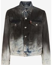 Roberto Cavalli - Gradient Denim Trucker Jacket, Brand Size 46 Us - Lyst