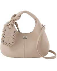 Ganni - Grained Leather Mini Hobo Bag - Lyst