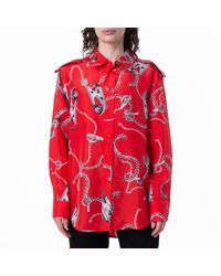 Burberry - All-Over Graphic Print Silk Long Sleeve Shirt, Brand Size 6 Us - Lyst