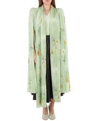 Balenciaga - Elegant Floral Pleated Blouse With Padded Shoulders - Lyst