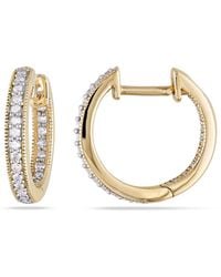 Amour - 1/4 Ct Tw Diamond Inside Outside Hoop Earrings - Lyst