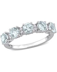 Amour - 1 3/8 Ct Tgw Aquamarine And Topaz Semi Eternity Ring - Lyst