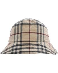 Burberry - Stone Check Cotton Twill Woven Bucket Hat - Lyst