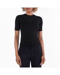 Ferragamo - Ferragamo Short-Sleeved Gancini Motif Knit Top - Lyst