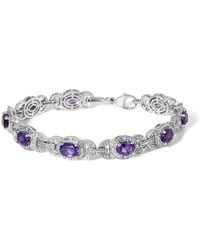 Haus of Brilliance - Sterling Oval Amethyst And Diamond Interlocking Halo Link Bracelet - Lyst