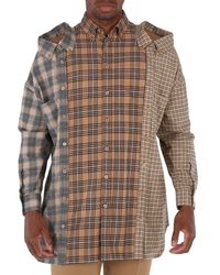 Burberry - Camel Check Cotton Flannel Reconstructed Shirt - Lyst