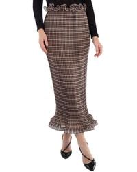 Burberry - Ruffle Detail Check Chiffon Plisse Skirt, Brand Size 2 (Us - Lyst