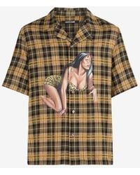 Roberto Cavalli - Embroidered Check Shirt, Brand Size 48 Us - Lyst