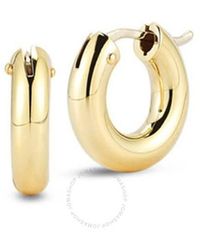Roberto Coin - 18kt Yellow Gold Wide Hoop Earrings - Lyst