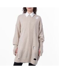 MM6 by Maison Margiela - Ladies Distressed-Effect Knitted Jumper - Lyst