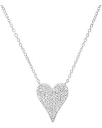 Kylie Harper - Sterling Elongated Cz Heart Necklace - Lyst