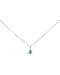 Haus of Brilliance - 10K 5X3Mm Emerald And Diamond Accent Halo Pear Shape Pendant Necklace - Lyst