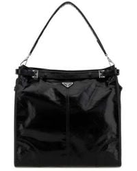 Prada - Leather Bonnie Shopping Bag Nero Borse A Mano - Lyst