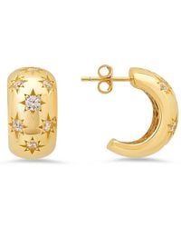 Kylie Harper - Over Domed Celestial Cz Statement Hoop Earrings - Lyst