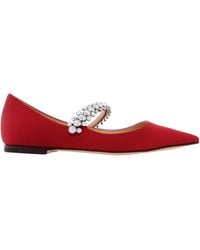 Jimmy Choo - Baily Satin Pointed-Toe Ballerina Flats, Brand Size 34.5 Us Size 4.5 - Lyst