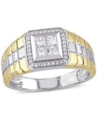 Amour - 1/2 Ct Tw Princess Cut Quad And Round Diamond Ring - Lyst