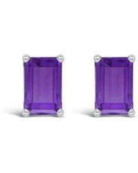 Haus of Brilliance - 14K 6X4Mm Emerald Shaped Amethyst Solitaire Stud Earrings - Lyst