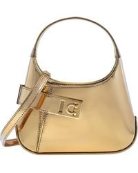 Ferragamo - Arch Metallic Hobo Mini Bag - Lyst