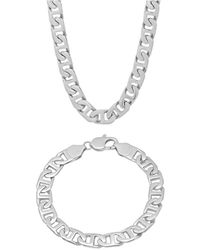 Robert Alton - Mariner Link Stainless Steel Necklace And Bracelet Set For - Lyst