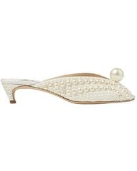 Jimmy Choo - Samantha 35 Pearl-Embellished Satin Mules, Brand Size 34 Us - Lyst