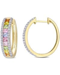 Amour - 5 3/4 Ct Tgw Multi-Color Sapphire Hoop Earrings - Lyst