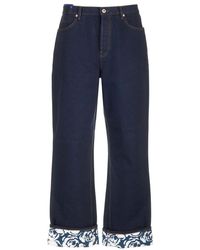 Burberry - Rose-Print Straight-Leg Jeans, Waist - Lyst